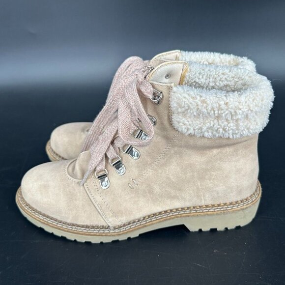 Dirty Laundry Casbah Ankle Boot Size 9 Creme Sherpa Lace Up Boots Chunky - Picture 4 of 11